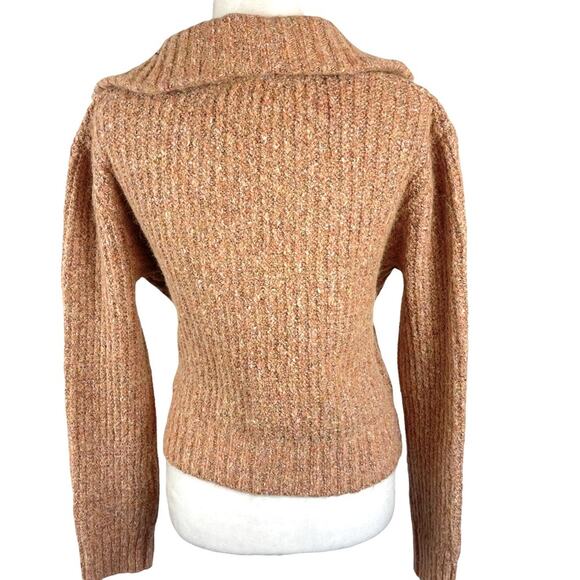 Sincerely Jules Woman's Sweater 1/4 Zip Wide Collar Medium Peach - Picture 4 of 7